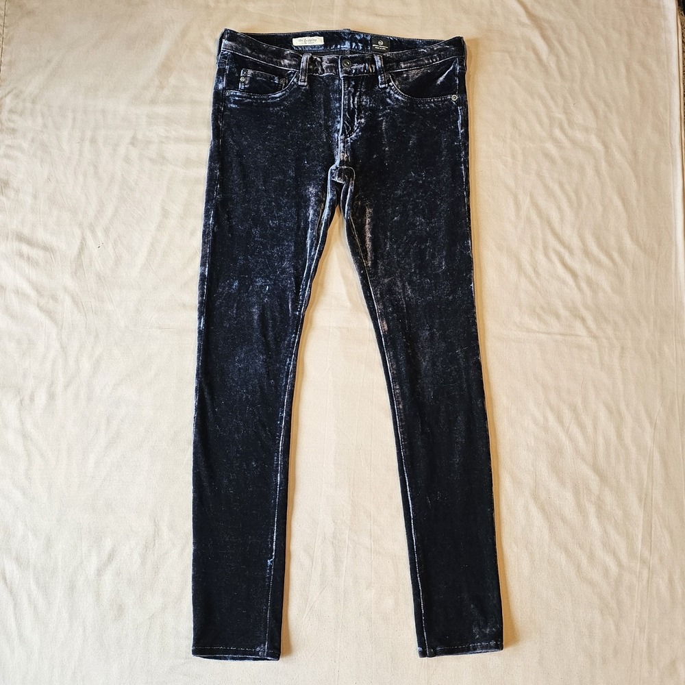 AG Adriano Goldschmied The Legging Super Skinny Velour‎ Pants Womens Made In USA
